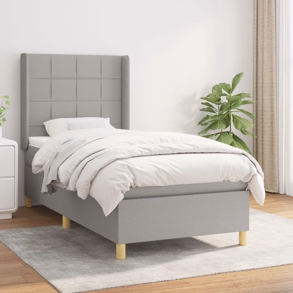 Maison Exclusive - Giroletto a Molle con Materasso Grigio Chiaro100x200 cm Tessuto