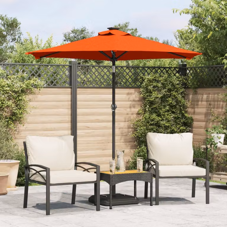 Ombrellone da giardino vidaXL in poliestere e acciaio, colore arancione, L: 225 cm, P: 225 cm, H: 212 cm