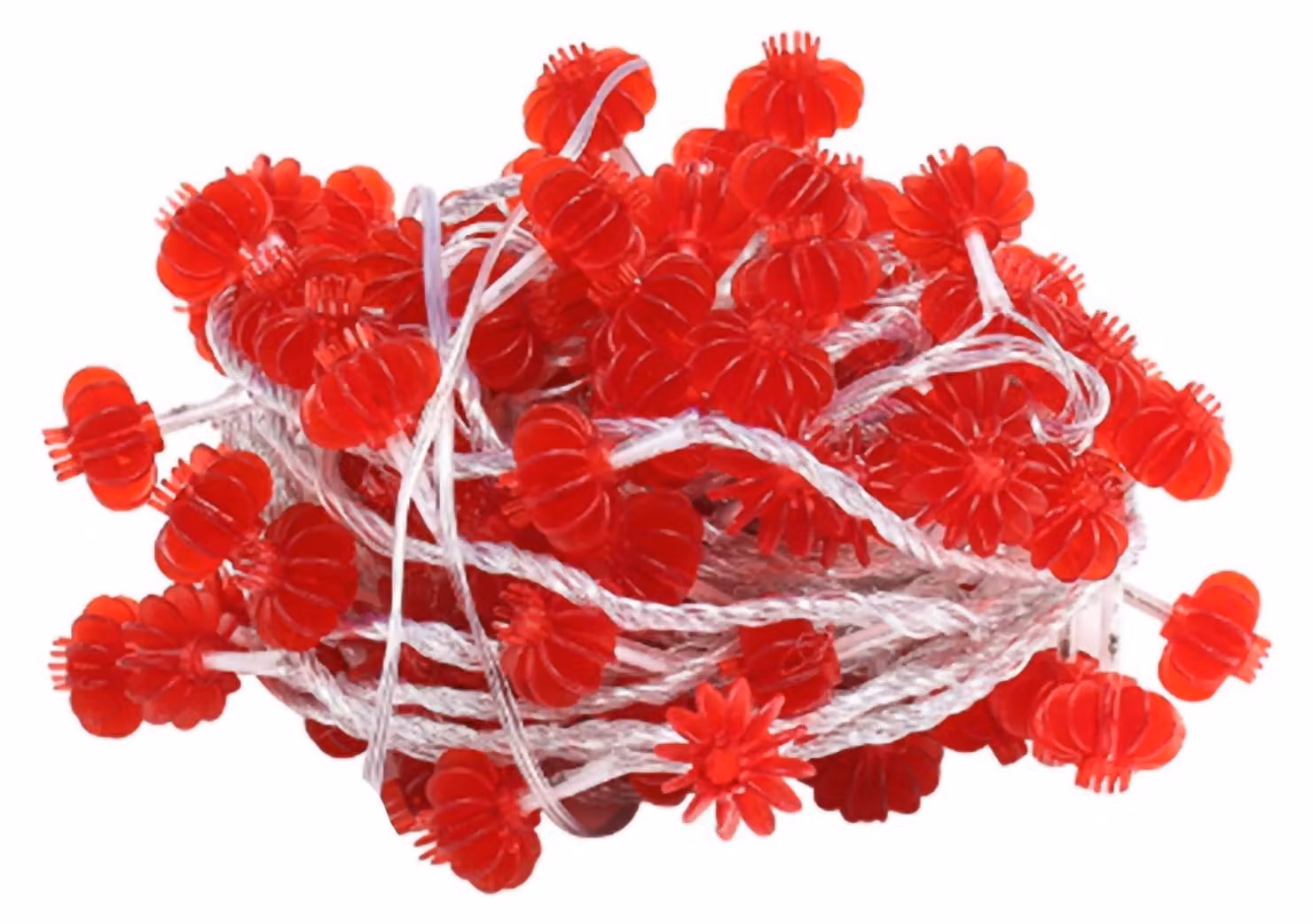 Catena luminosa rossa a forma di lanterne, lunghezza 6 metri, 40 LED, alimentazione a batteria