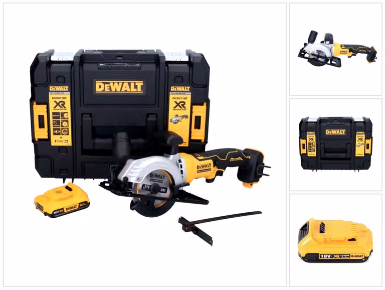 Sega circolare a batteria DeWalt DCS 571 18 V 115 mm brushless + 1x batteria 2,0 Ah + TSTAK - senza caricabatterie