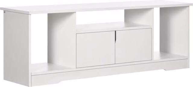 Mobile TV contemporaneo Xylo bianco con 2 ante e 3 nicchie L: 120 cm, P: 30 cm, H: 41 cm