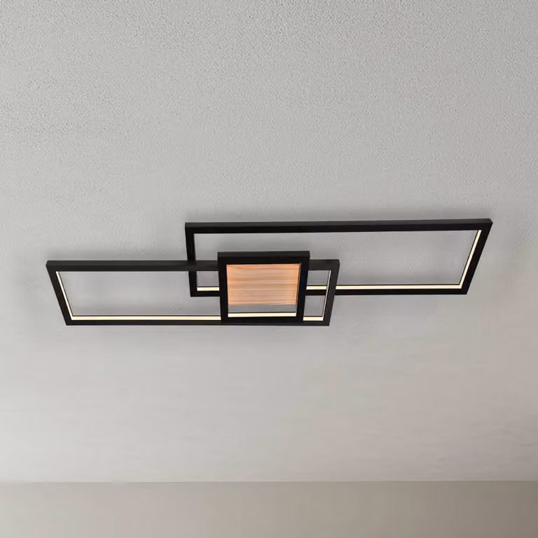 Plafoniera a LED Emiljan Lindby, dimmerabile, Nero, Soggiorno / Sala da pranzo, Metallo, Moderno, Plafoniera LED