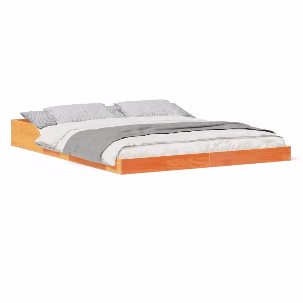 Struttura del letto moderna in pino massello marrone cerato vidaXL L/P/H: 143,5 x 200 x 220 cm – 2