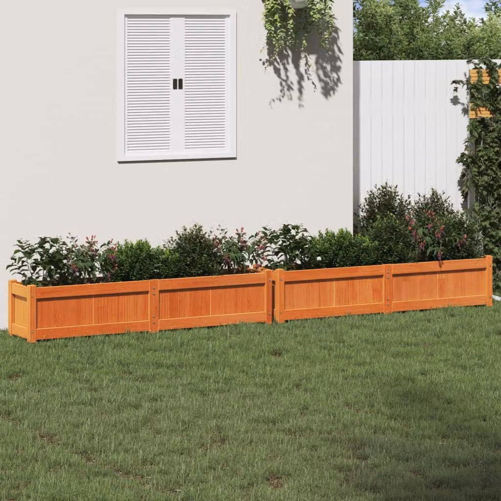Set di 2 fioriere da giardino vidaXL in legno di pino marrone – 1