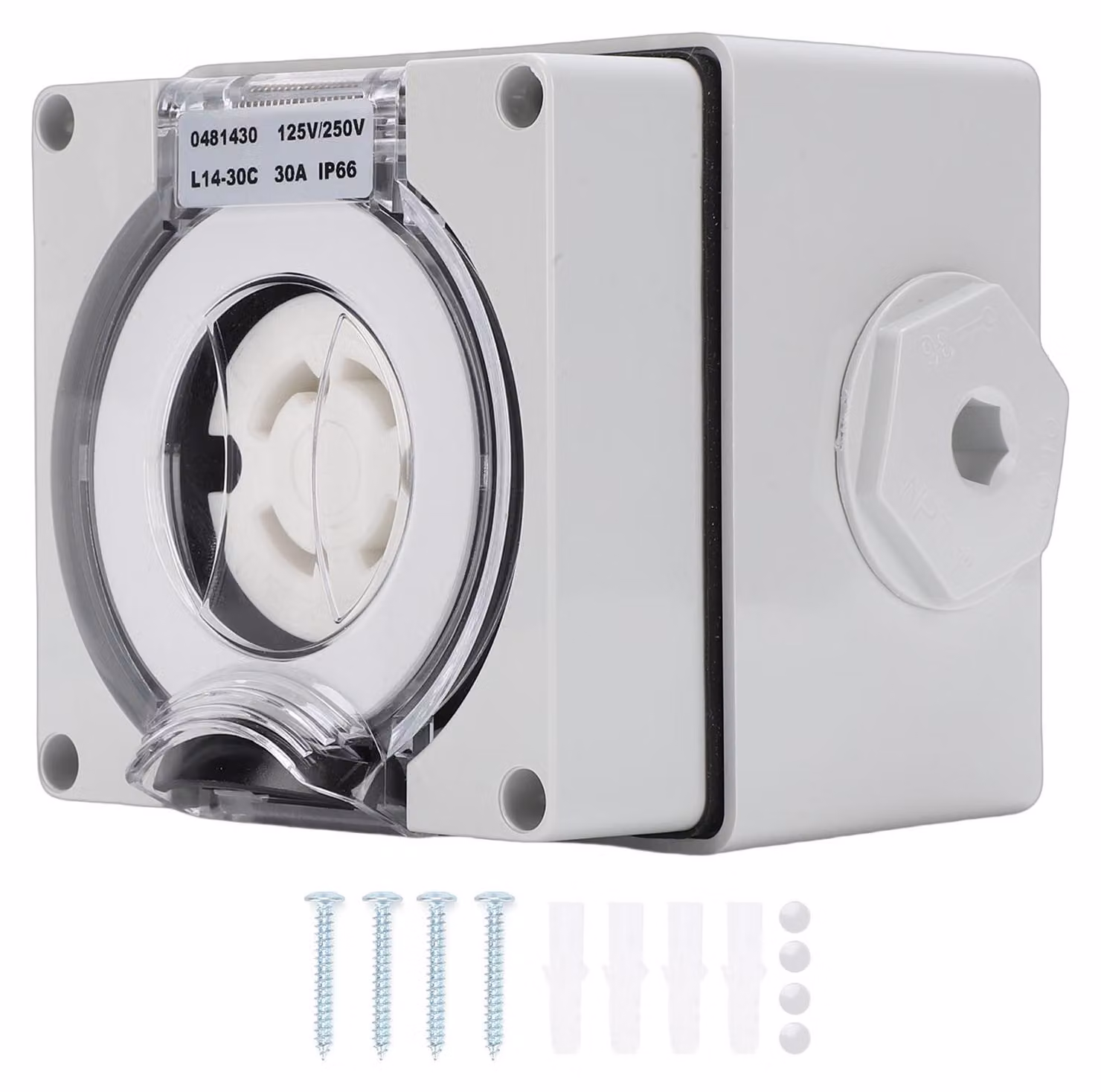 Scatola di ingresso corrente per generatore, 30 ampere, NEMA L14-30C, IP66, presa Twist-Lock