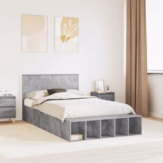 Struttura del letto con lo scaffale Grigio cemento 120 x 190 cm 3408385