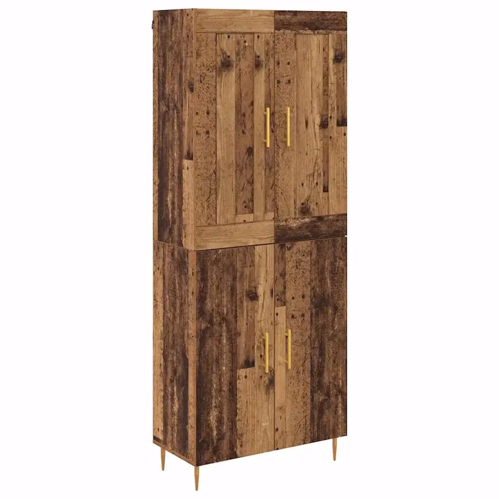 Credenza moderna vidaXL in legno ingegnerizzato e metallo, colore marrone e oro, L: 69,5 cm, P: 34 cm, H: 180 cm – 2