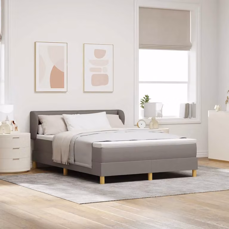 Letto a molle con testiera Talpa vidaXL in tessuto beige o grigio L/P: 140 x 190 cm
