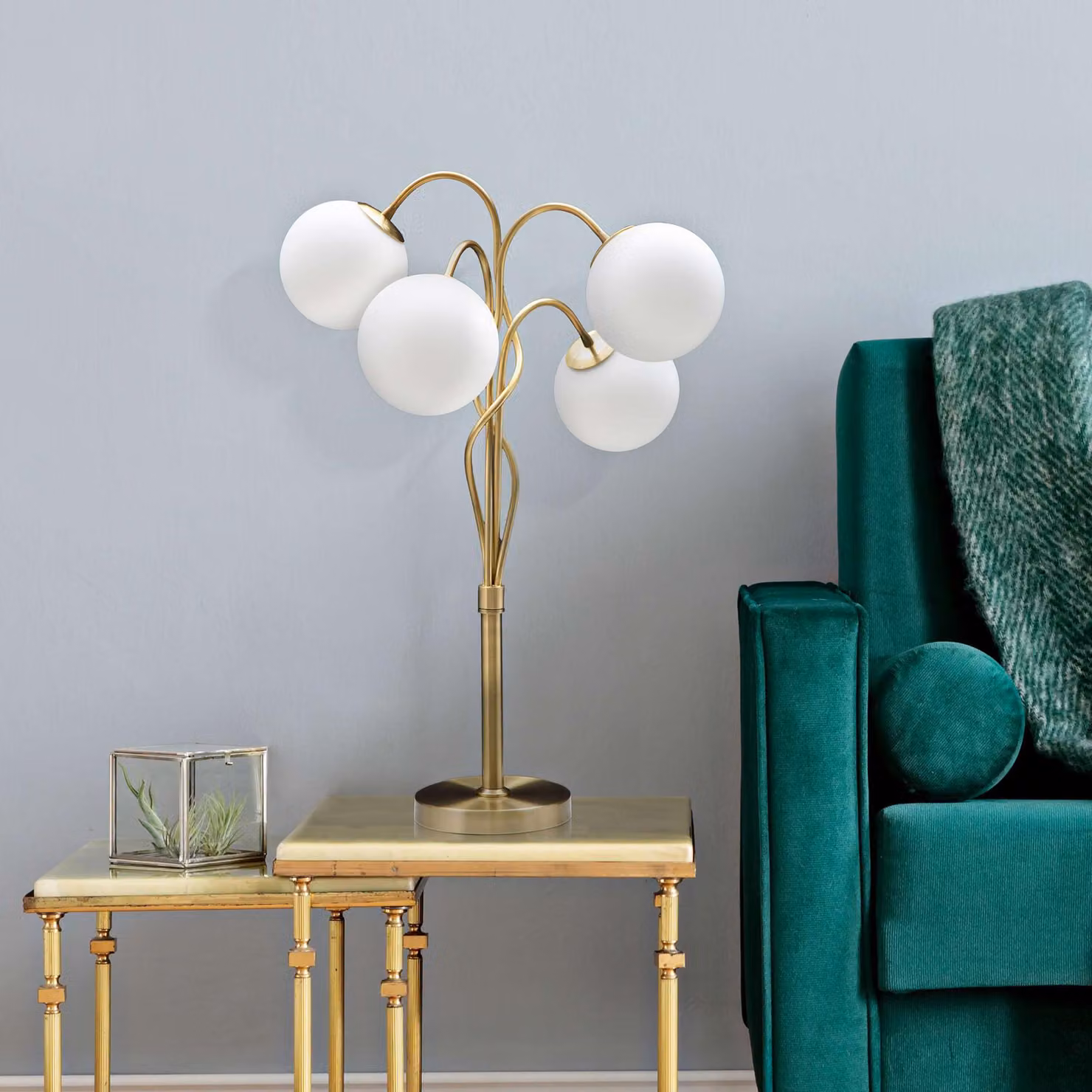 Antigu - Lampada da Terra, Bianco, Necessarie 4 Lampadine