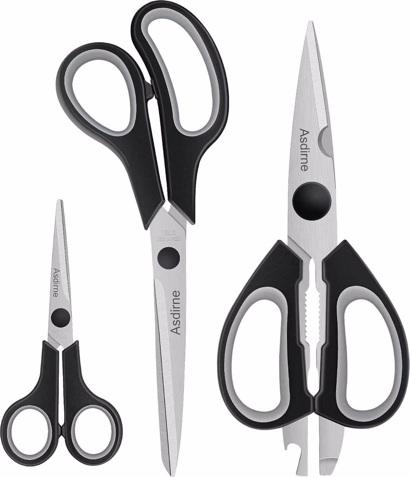 Set di forbici da cucina con lame affilate in acciaio inox, 3 pezzi