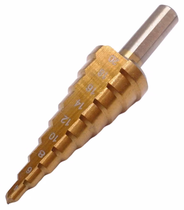 Trapano a tazza in HSS, conico, da 4 a 20 mm, con rivestimento in titanio, per metallo e legno