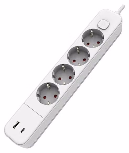 Multi-Base 4T, cavo C/INT, 1,5 m, USB A+C, bianco, EB