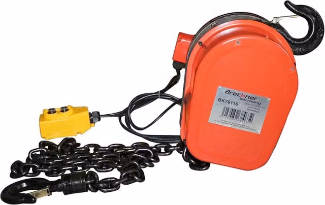 Paranco elettrico Breckner Germany in acciaio inossidabile rosso, 380V, 500W, portata 2000 kg con catena da 3 m