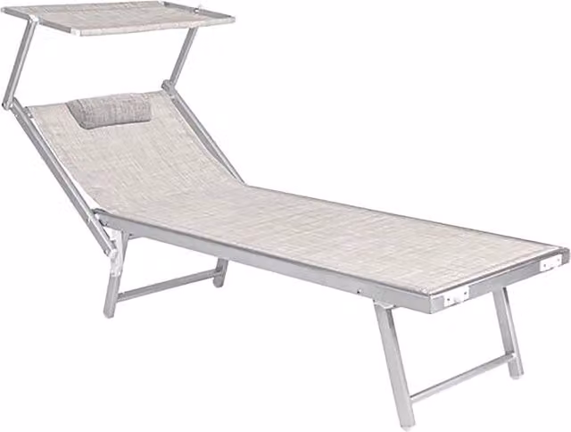 Lettino da spiaggia con parasole Budelli Lif colore grigio L: 208 cm, P: 85 cm, H: 40,5 cm