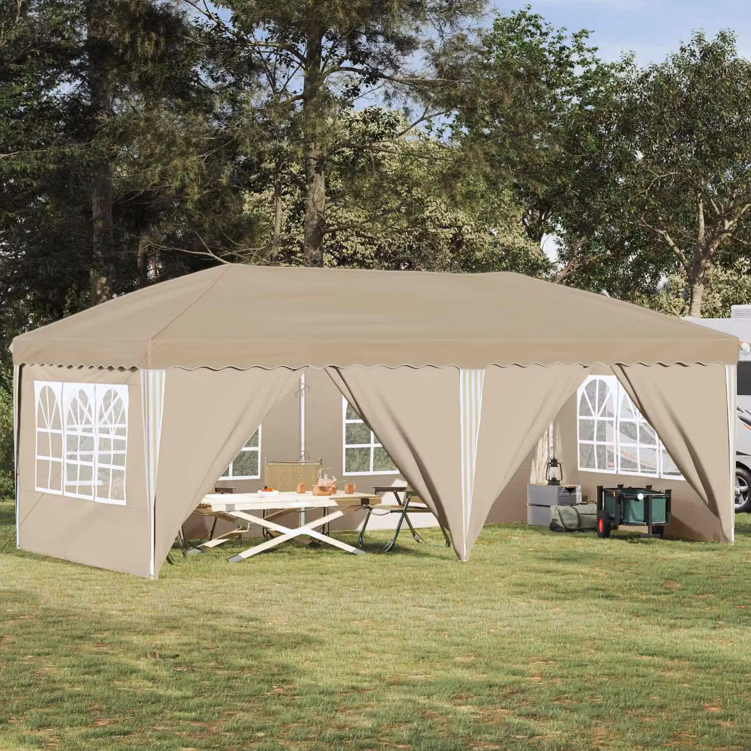 Maison Exclusive - Tenda da festa pop-up 575 x 288 x 245 cm color crema