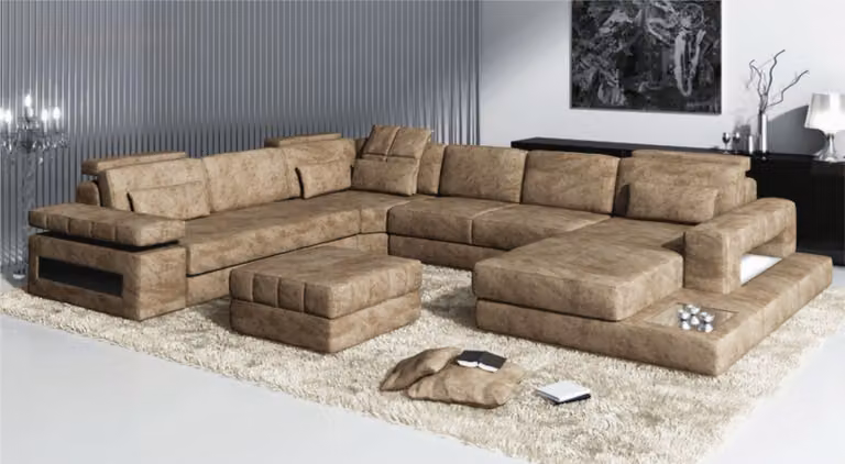 Stoff U-Form Wohnlandschaft Polster Eckcouch Couch Leder Sofa Ecksofa Eckcouch