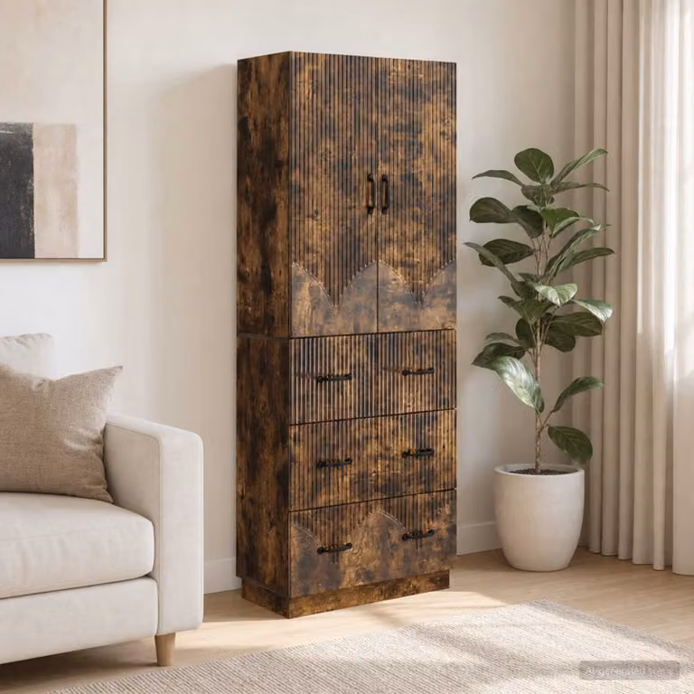 Set di 2 armadi moderni vidaXL marrone con ante scorrevoli e cassetti, L/P/H: 66 x 34,5 x 87 cm