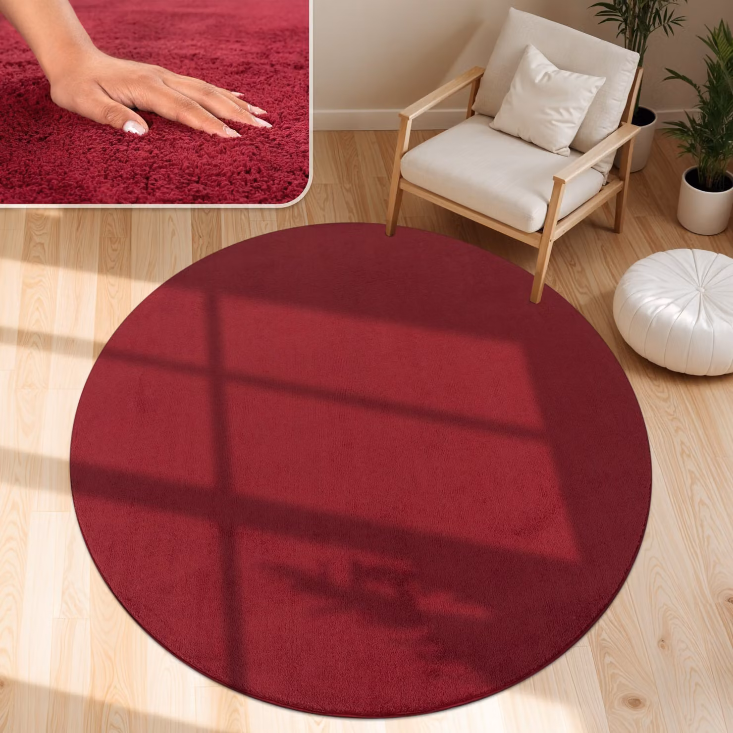 Tappeto rotondo Calia Italia rosso lavabile diametro: 160 cm – 2