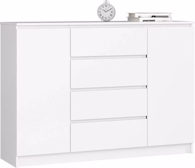 Cassettiera AKORD K140 Bianca 138 cm 2 ante 4 cassetti 138x40x99 cm