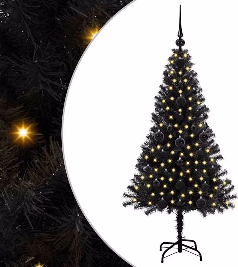 Albero di Natale con 150 LED con supporto Nero 120 cm PVC