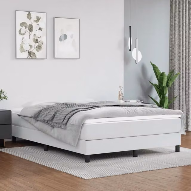 Letto Ibrido con Giroletto a Molle e Materasso vidaXL in Similpelle Bianca L/P: 140 x 190 cm
