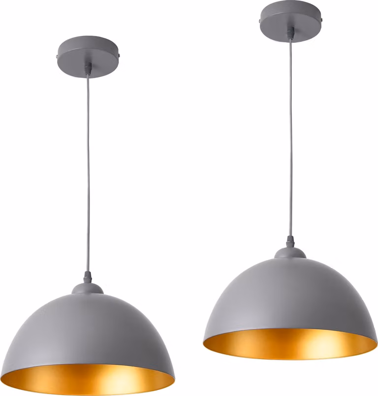 Set di 2 lampade a sospensione E27 a plafone in metallo grigio-oro [lux.pro]
