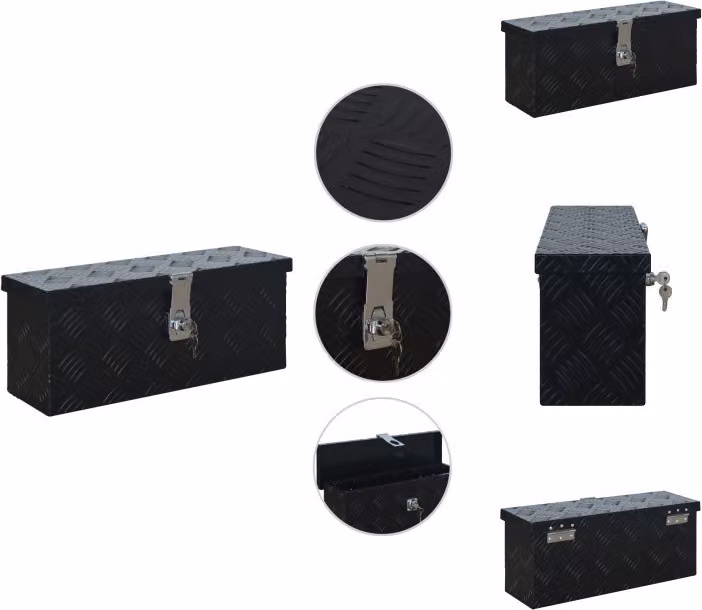 vidaXL Cassetta in alluminio 485 x 140 x 200 mm nero - Cassette per attrezzi