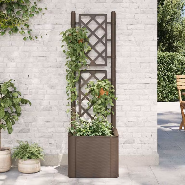 Letto rialzato da giardino con graticcio e irrigazione vidaXL, disponibile in marrone o antracite