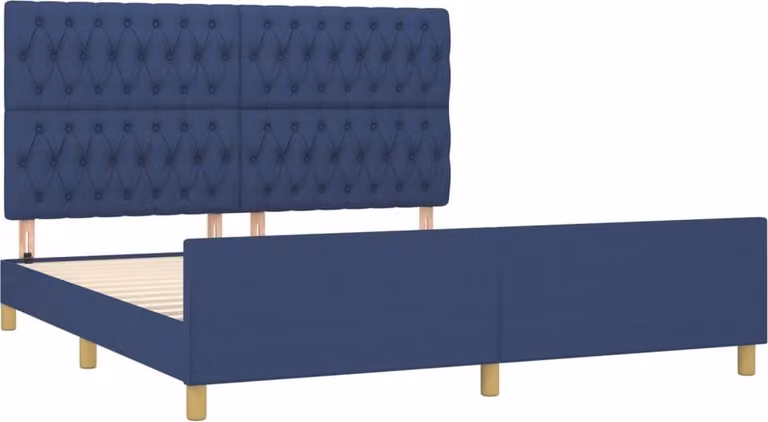 Giroletto con Testiera Blu 180x200 cm in Tessuto