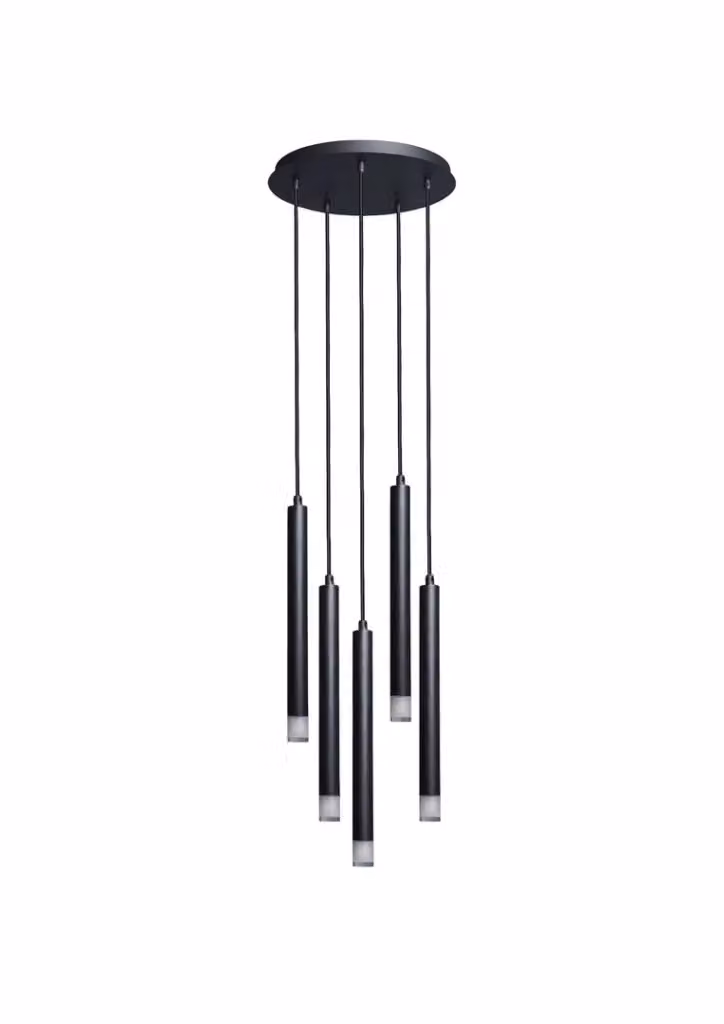 Lampadario a sospensione Rabalux Ramira nero e trasparente in metallo e plastica, Ø 36 cm, 5xG9 – 2