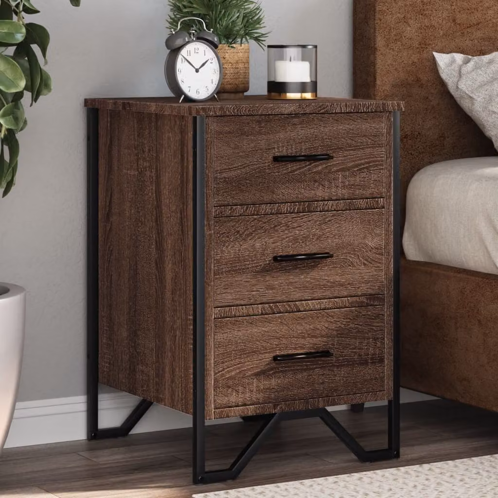 Comodino moderno vidaXL in legno multistrato marrone L: 40 cm, P: 41 cm, H: 60 cm