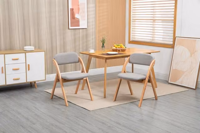 Set di 2 sedie pieghevoli in legno massello grigio
