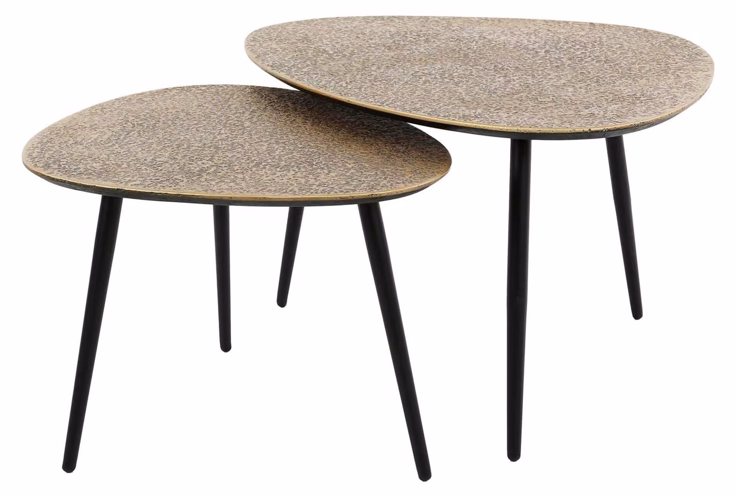 Tavolino FURNLUX oro metallizzato e nero 80 cm (2 pezzi) / Colore principale: oro / Dimensioni: 80 x 43 x 59 cm