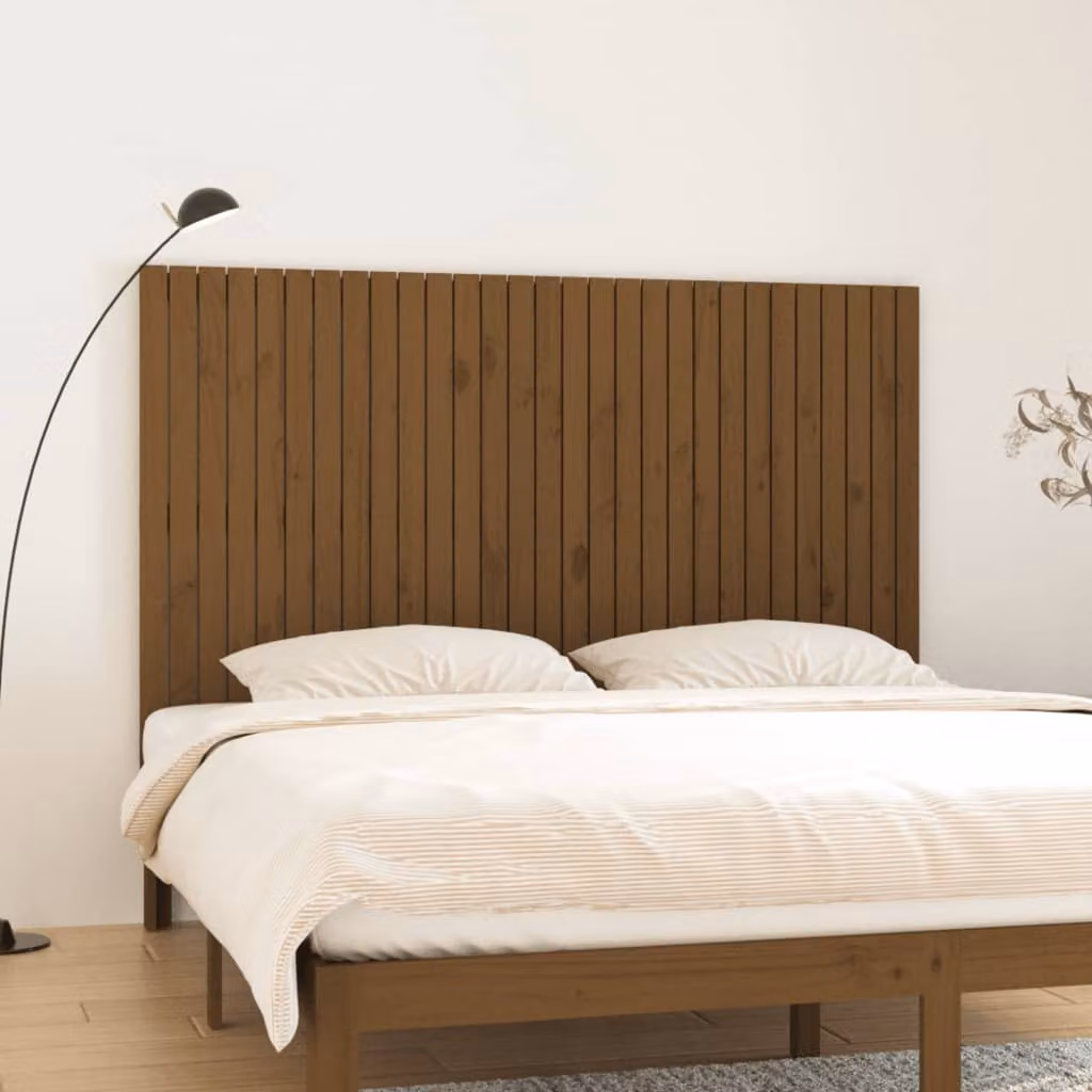 Testiera da parete vidaXL in legno massello di pino, colore ambra, L: 185 cm, P: 3 cm, H: 110 cm