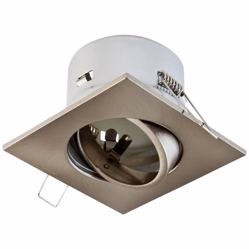 EVN da incasso a soffitto, quadrato, orientabile, cromato satinato, IP20, GX5.3, 12 V, diametro di incasso 68 mm