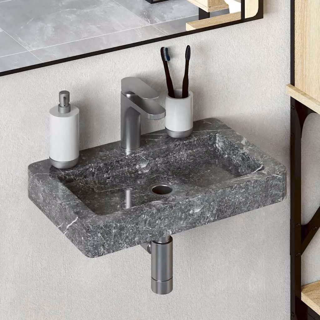 Lavello a parete vidaXL in marmo grigio L 38 cm x P 24 cm x H 6,5 cm