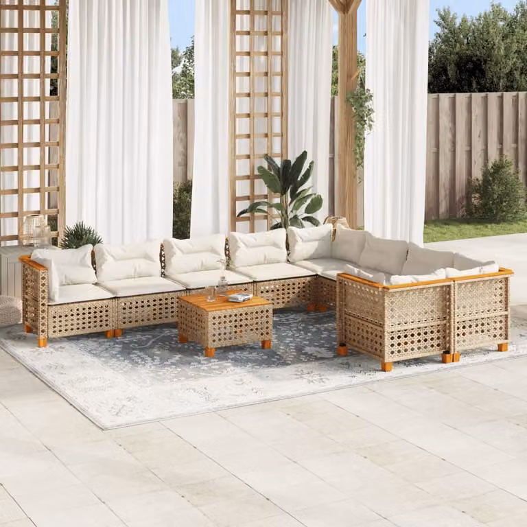 Maison Exclusive - Set da giardino 10 pezzi con cuscini in polyrattan beige