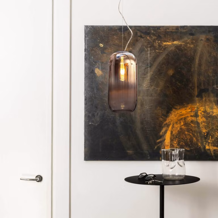 Artemide Lampada a sospensione Gople, dimmerabile, Marrone / Ruggine, Soggiorno / Sala da pranzo, Vetro, Design, Lampada a sospensione