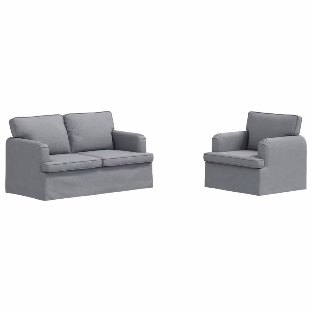 Set di 2 divani moderni vidaXL in tessuto grigio e nero con struttura in metallo e cuscini inclusi – 2