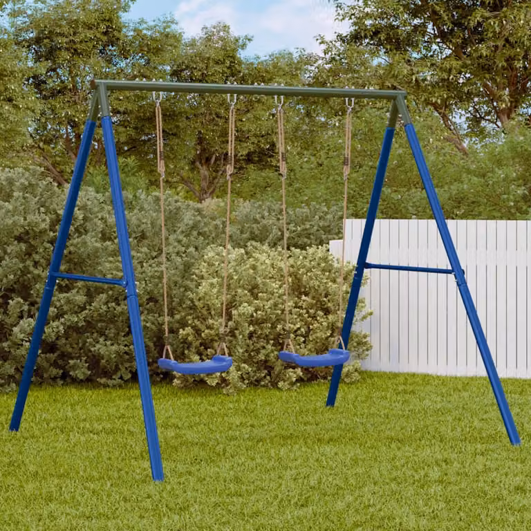 vidaXL Telaio per Altalena da Esterno in Metallo per Bambini con Altalena, L: 206 cm, A: 185 cm