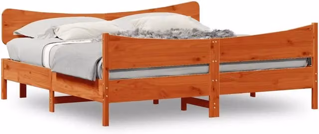 Letto matrimoniale | Letto per adulti | Giroletto senza Materasso Marrone Cera 180x200 cm Legno di Pino