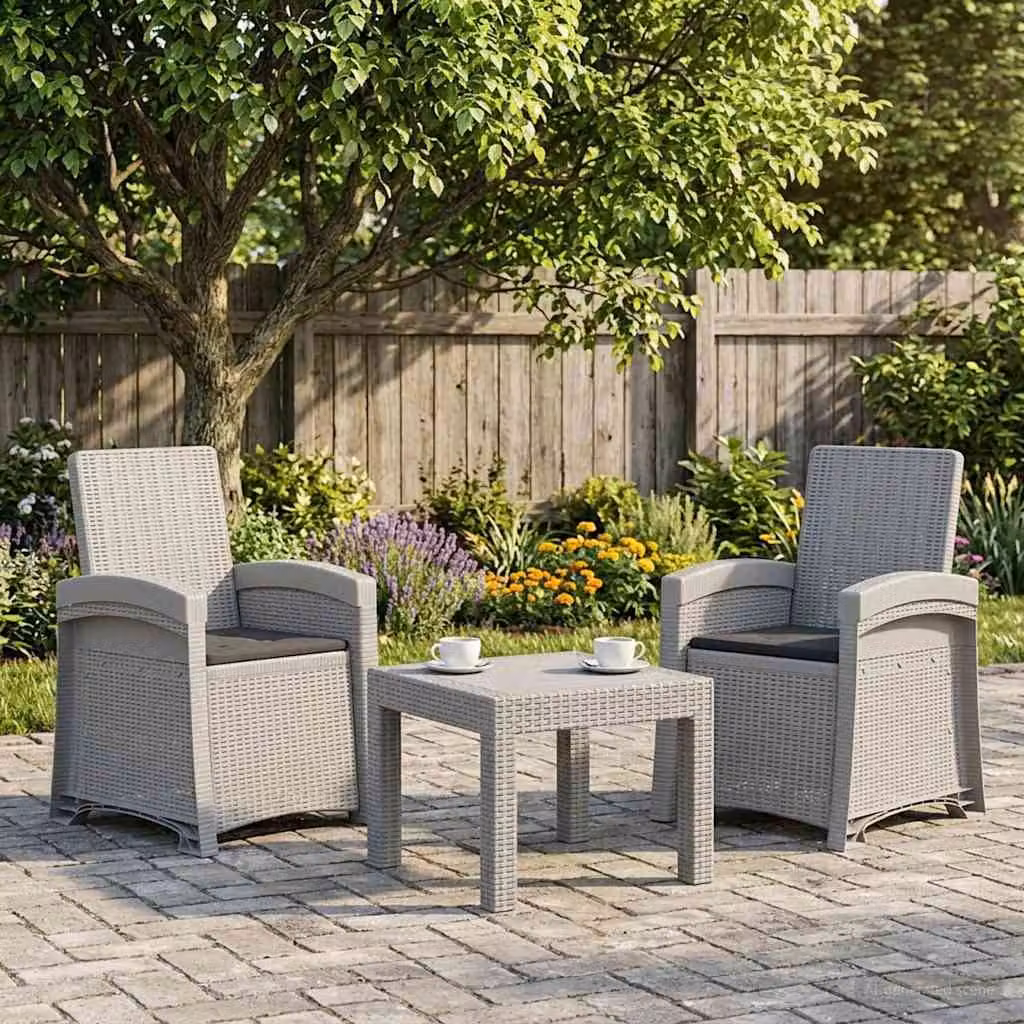 Set di 2 sedie da giardino reclinabili vidaXL in effetto rattan con cuscini, resistenti alle intemperie