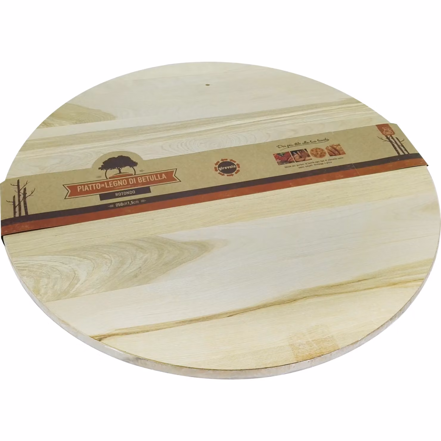 Piatto tondo girevole GUSTO CASA in legno di betulla beige, Diametro: 50 cm