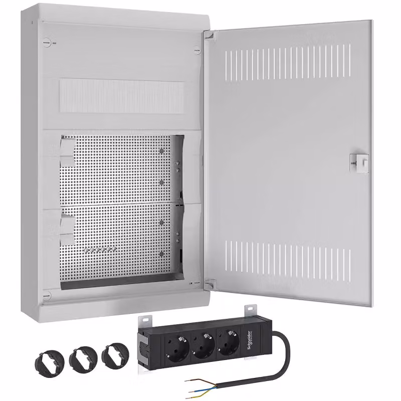 Scatola di distribuzione multimediale AMIGO a 3 file, montata - Quadro di distribuzione per intonaco 245 mm A36ATL