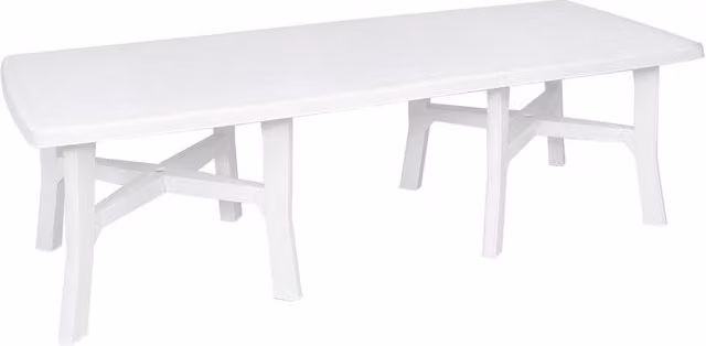 Tavolo da esterno rettangolare allungabile Trio Plus in resina bianca per giardino e terrazza
