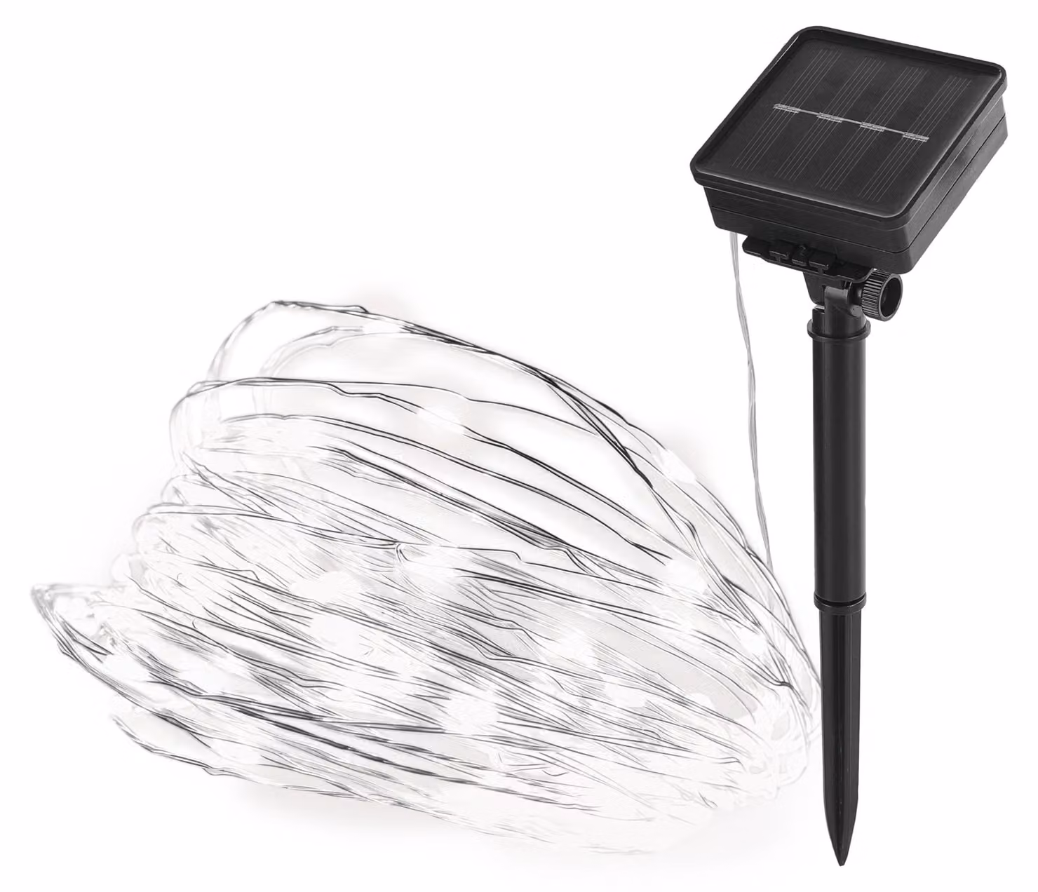 Catena luminosa solare, 120 LED, luce bianca neutra, lunghezza totale 12+3 metri, per uso esterno