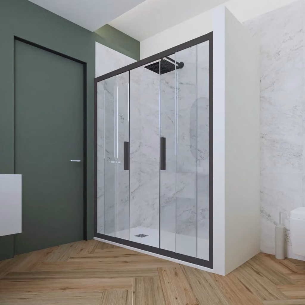 Porta doccia scorrevole a nicchia FORTE mod. Glam con vetro trasparente e profilo antracite L: 130 cm, H: 200 cm – 2