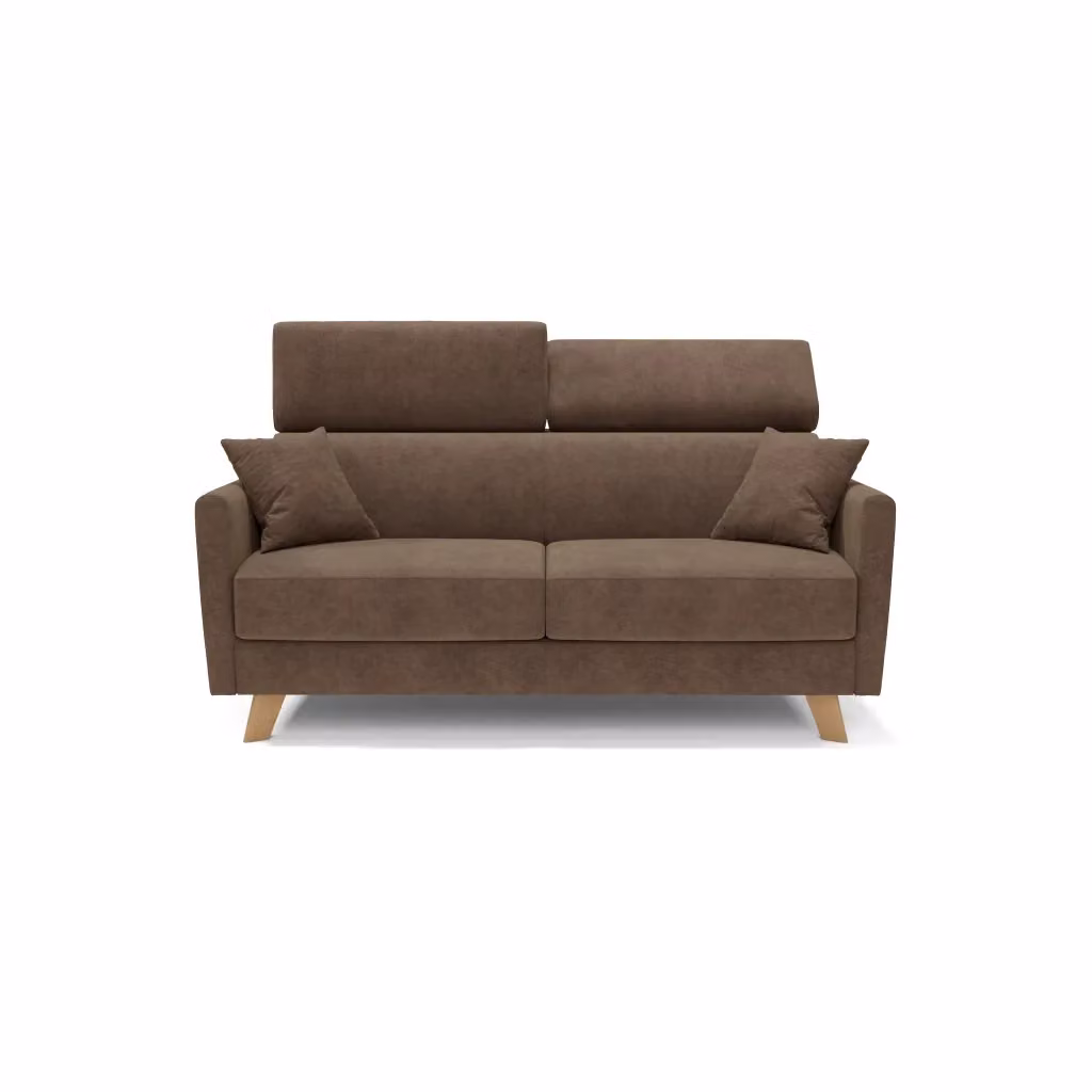 Divano letto matrimoniale Francy Divani.Store in tessuto impermeabile marrone con poggiatesta regolabile, L/P/H: 200 x 160 x 200 cm – 2