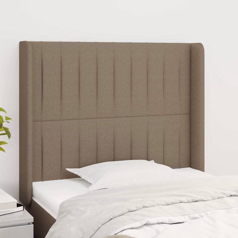 Testiera ad orecchio vidaXL in tessuto beige e grigio, L: 83 cm, P: 16 cm, H: 118-128 cm