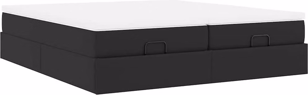 Struttura Letto Pouf con Materassi Nero 200x200 cm Pelle finta